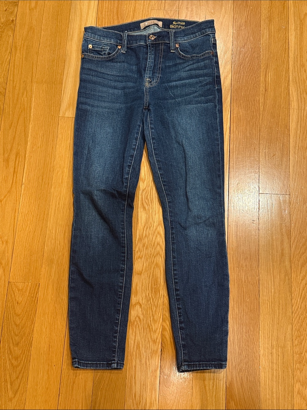 7 For All Mankind Dark Blue The Ankle Skinny Jeans